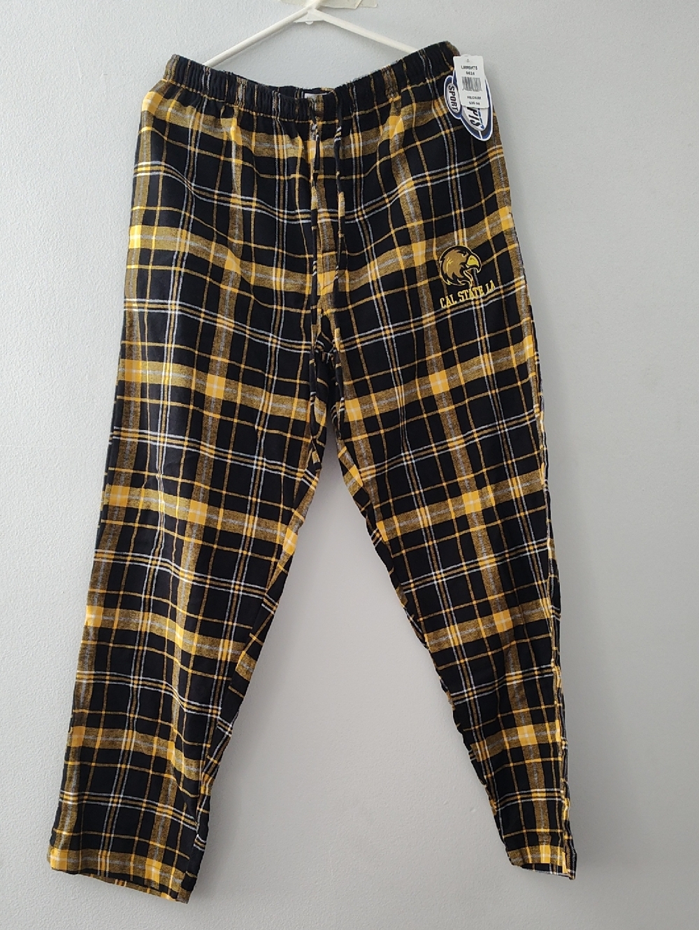 Cal State LA Men's Black & Gold Plaid Pajama Bottoms Size Medium